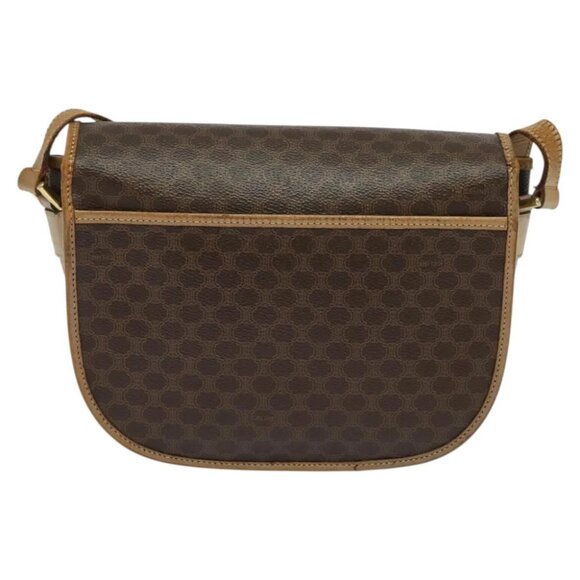 CELINE Macadam Canvas Shoulder Bag PVC Leather Brown Gold Auth sw561 - Picture 2 of 16